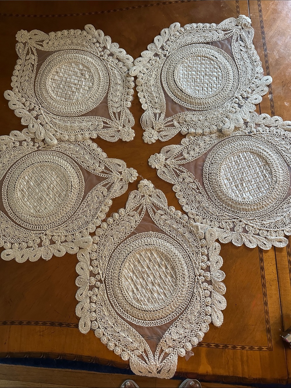 Handmade Cream Lace Doilies - Set of 5